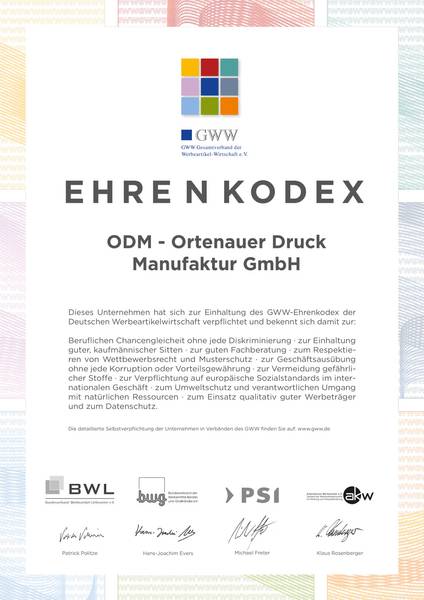 Quelle: ODM GmbH PSI-Ehrenkodex-Urkunde